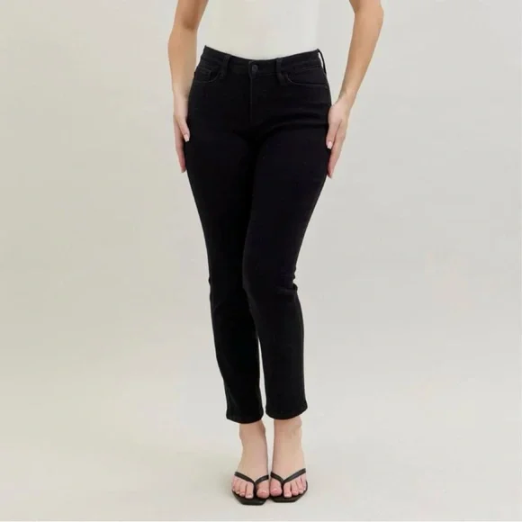 Judy Blue | Black Mid Rise Skinny Jeans - Picture 5 of 6
